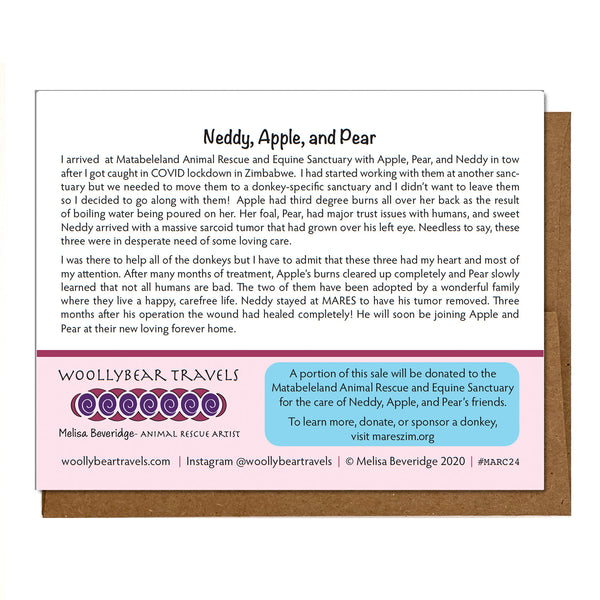 Donkey Notecard - Neddy, Apple, and Pear