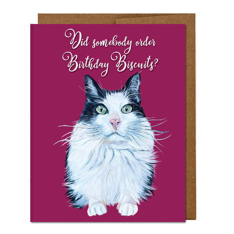 Cat Greeting Card – Birthday Biscuits