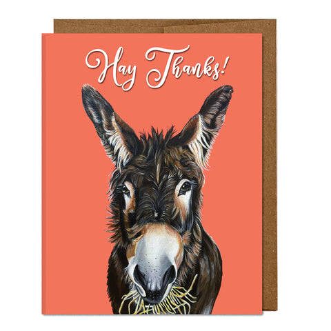 Donkey Greeting Card – Hay Thanks