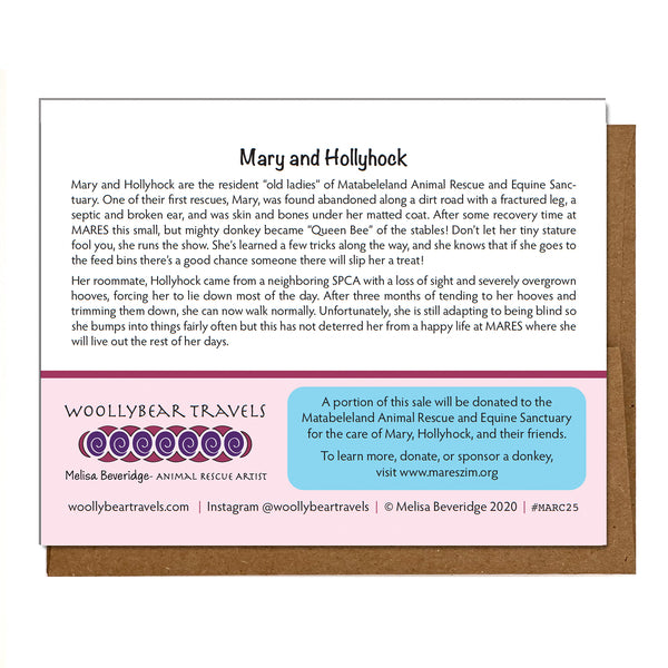 Donkey Notecards - Mary and Hollyhock