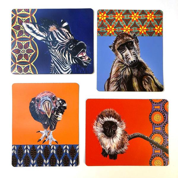 African Animal Magnets - Set of 4
