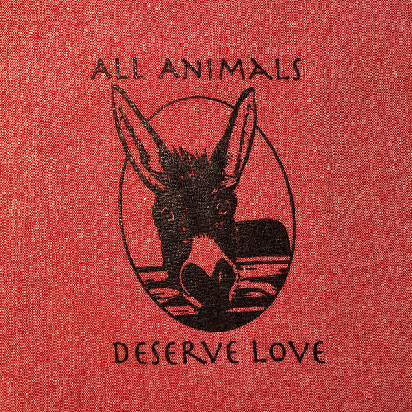 Donkey Recycled Red Tote Bag - All Animals Deserve Love