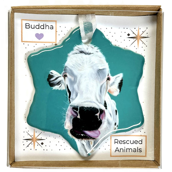 Cow Porcelain Holiday Ornament – Buddha
