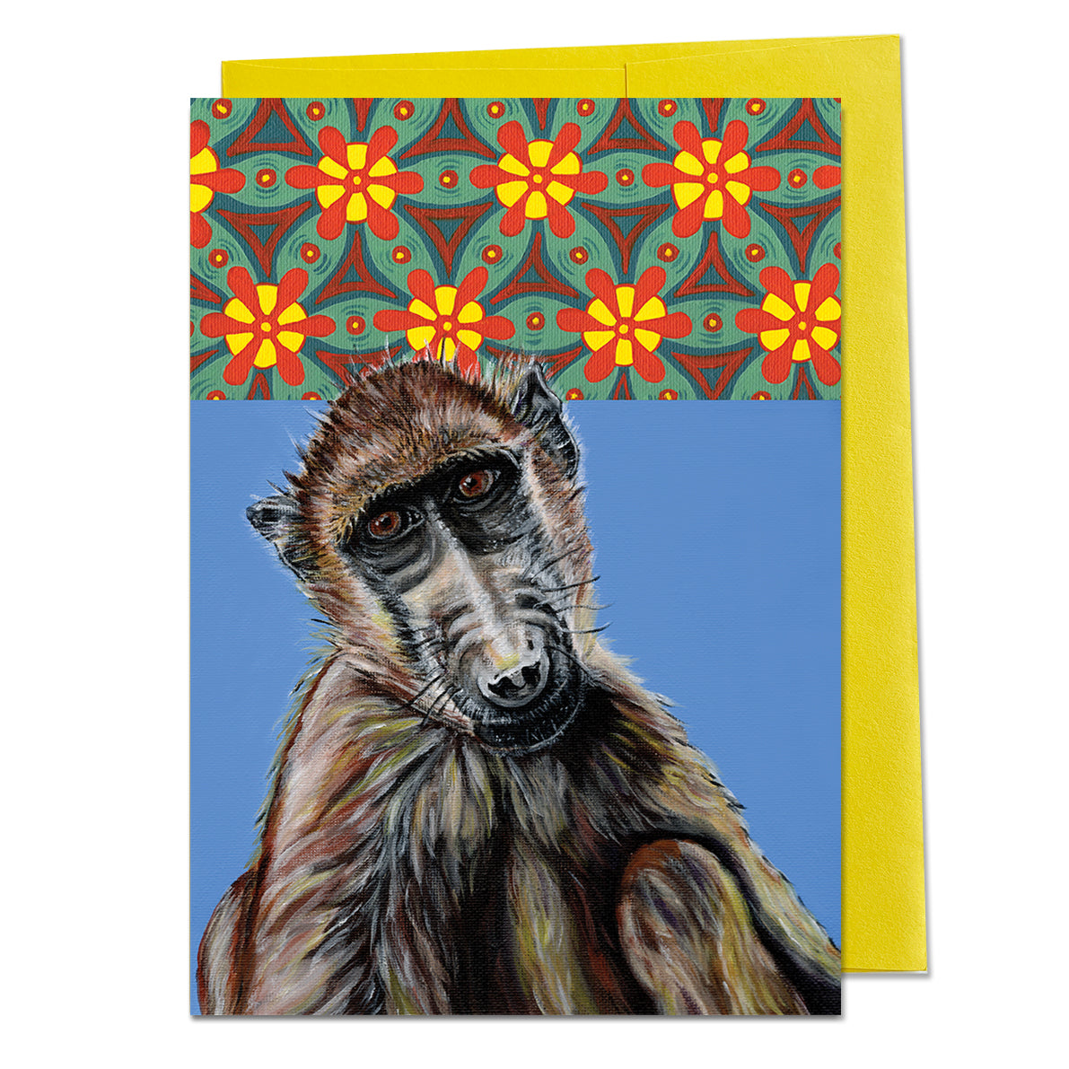 African Animal Greeting Card - Darrel the Baboon