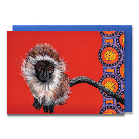 African Animal Greeting Card - Oscar the Vervet Monkey