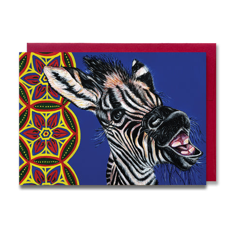 African Animal Greeting Card - Zimmi the Zebra