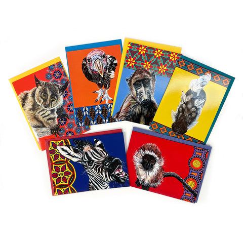 African Animal Greeting Cards - Pack of 6