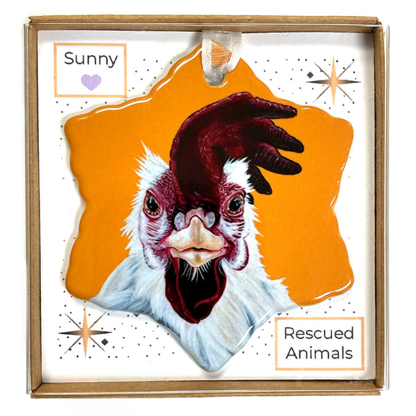 Chicken Porcelain Holiday Ornament – Sunny