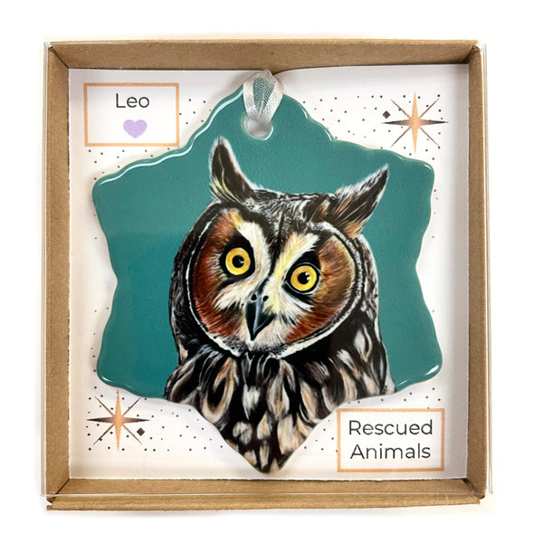 Owl Porcelain Holiday Ornament – Leo